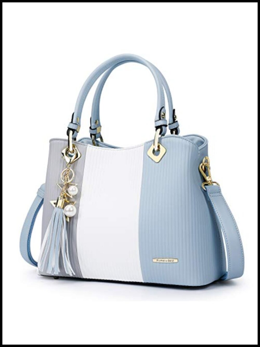 PU Leather Satchel Handbag Women Top Handle Shoulder Bag 8 Pockets Work Travel
